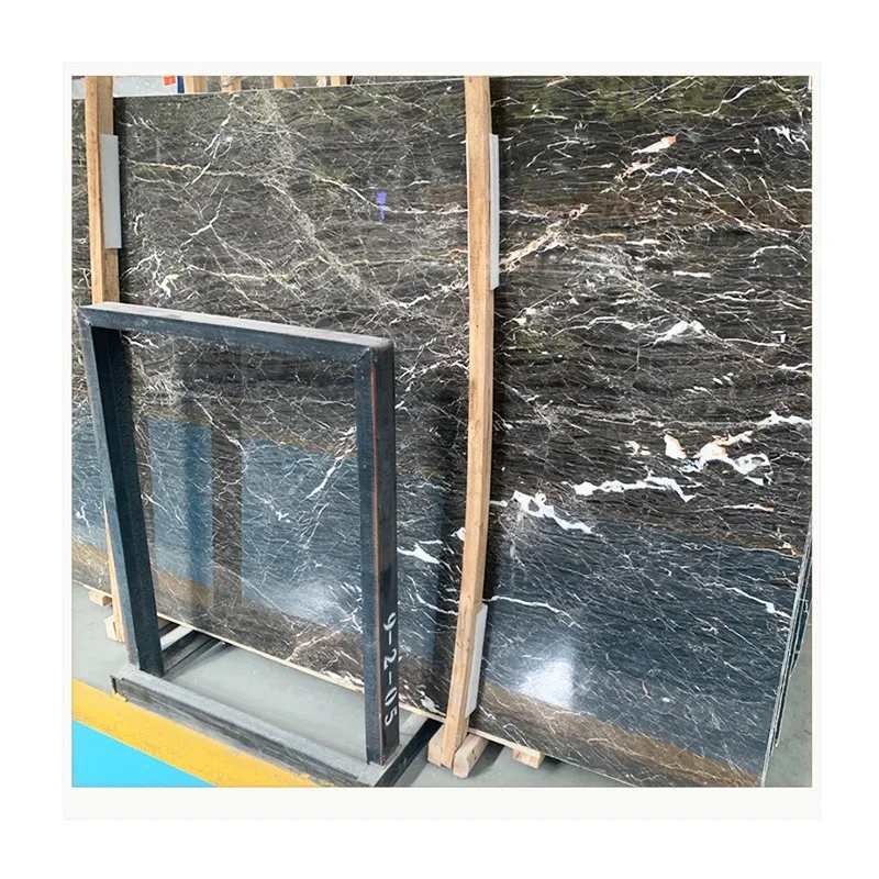 건축 자재 유럽산 블랙 대리석 슬래브 타일, 욕실 바닥 마감 디자인용, 블랙 & 화이트 대리석 타일