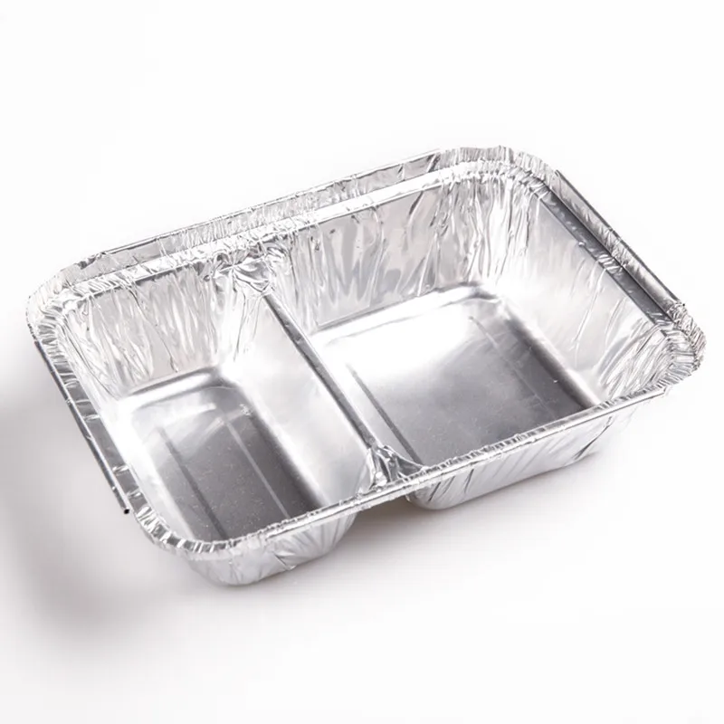 TIA CA81 Usine directe 7,5 pouces Boîte carrée à double grille 600 ml Récipients en feuille d'aluminium avec couvercles