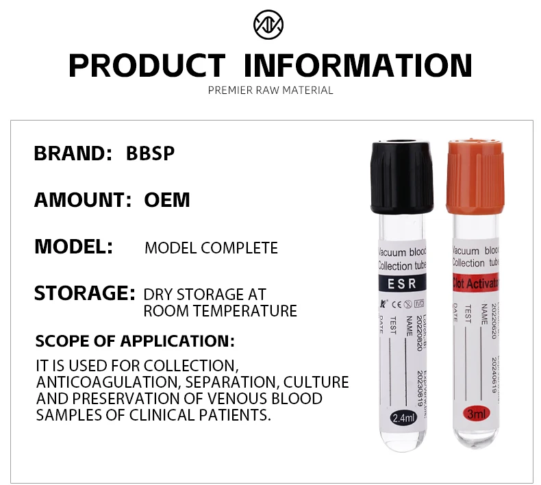 Bbsp Medical Disposable Blood Collection Tube Edtak2/k3 Collection