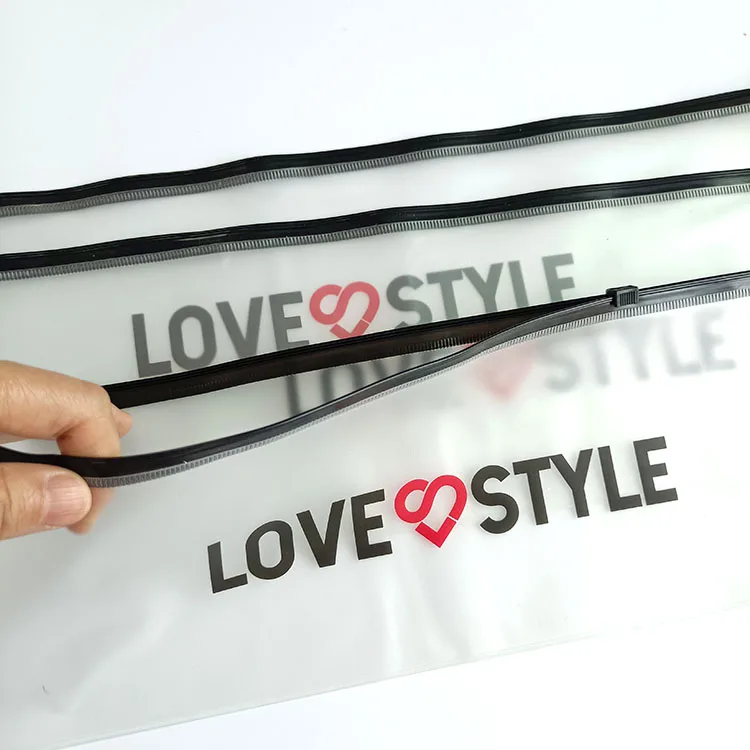 Thick Custom Clear Frosted Plastic Zipper Bags For Hair Extensions,Wig