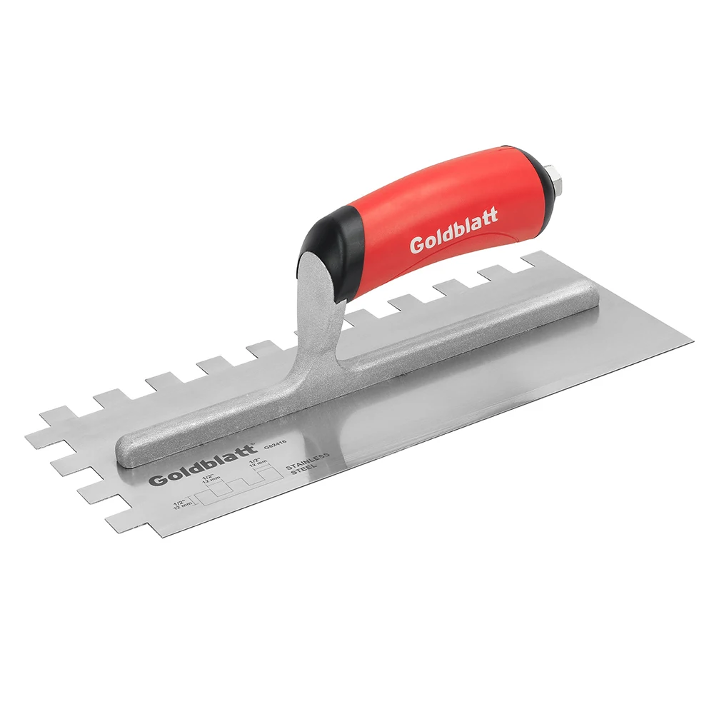 Goldblatt Premium Stainless Steel Plaster Trowels 1 2 Square Notch Trowel With Soft Grip Handle Alibaba