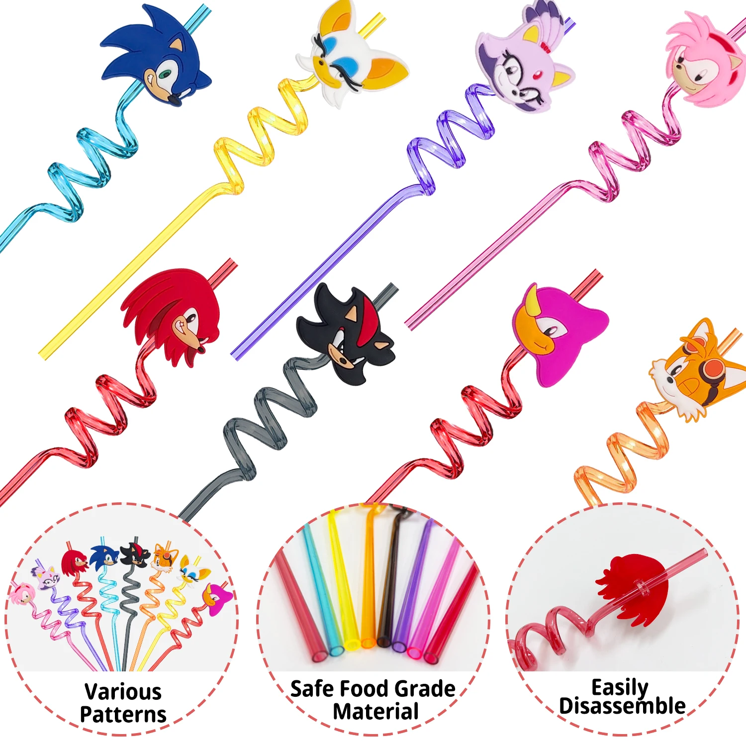 Video Game Theme Drinking Straws Party Favors Supplies Reusable Plastic Straws For Kids Boys