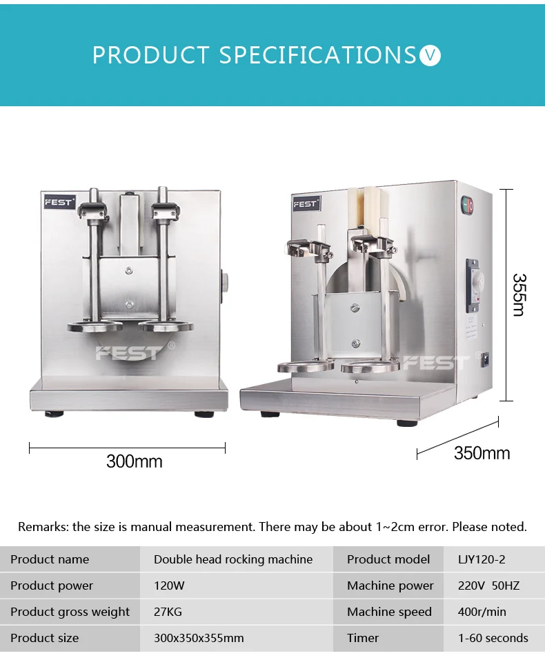 FEST Electric Smoothie Shaker Double Bottles 500ml/700ml Stainless Steel Shaker Automatic Cocktail Machine - Image 6