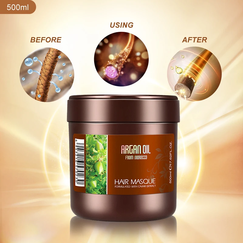 Оптовая продажа увлажняющая сглаживающая восстанавливающая маска для волос лечение органической аргановой масляной
