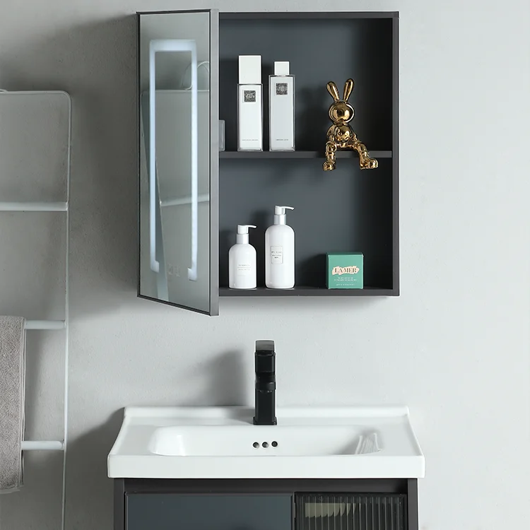 Chinese chaozhou cheap price new design factory aluminum wall mounted vanity sink bathroom cabinet supplier