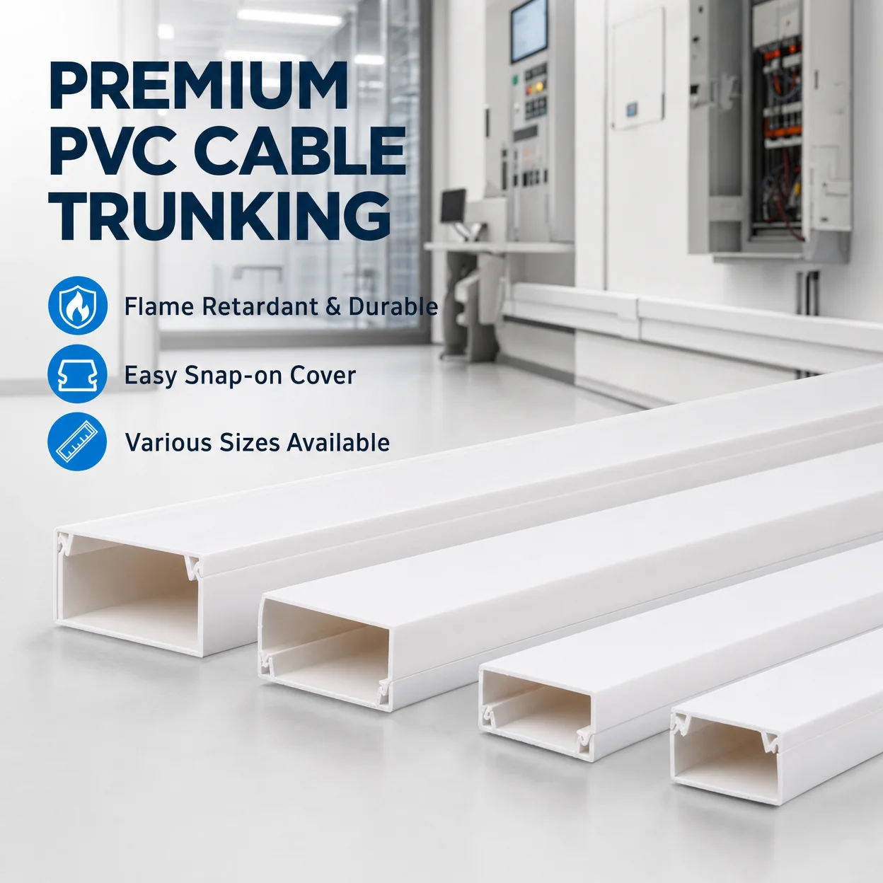 Quality Assurance Heat Resistant White Cable Trunking Management Plastic PVC Cable Tray