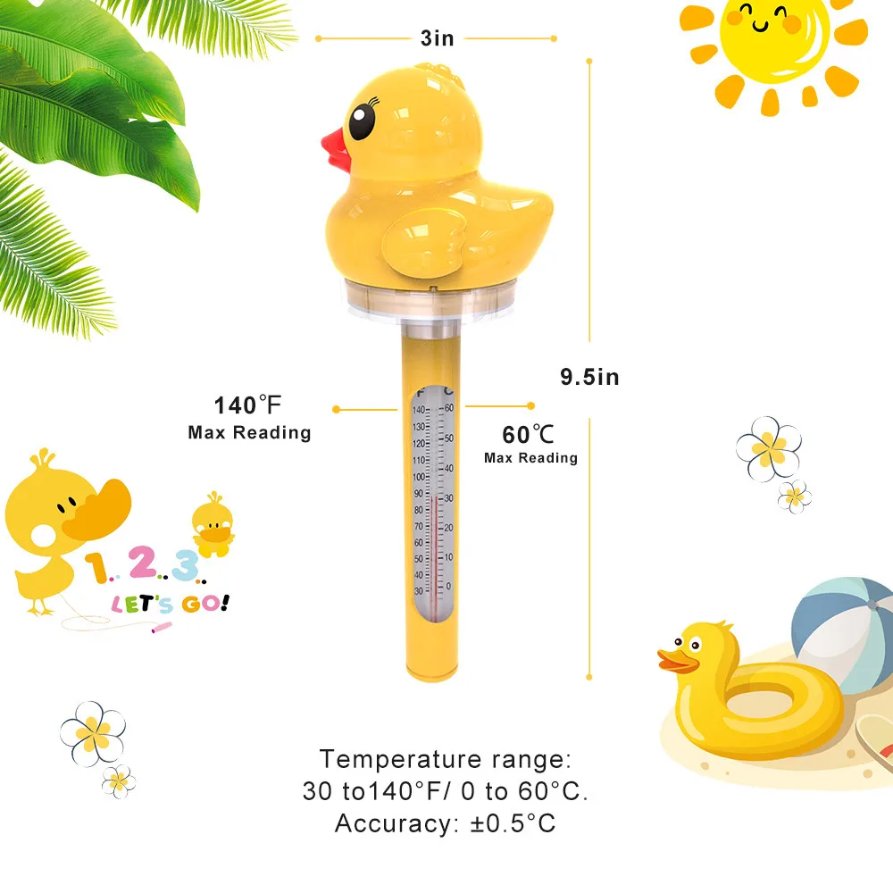 Floating Duck Pool Thermometer Solar Powered Pond Water Thermometer