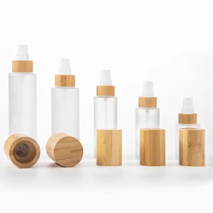 Luxury Eco-Friendly Bamboo Glass Skincare Packaging Customized 30ml 120ml Spray Pump Bottles for Cream Face Eye Drop Products