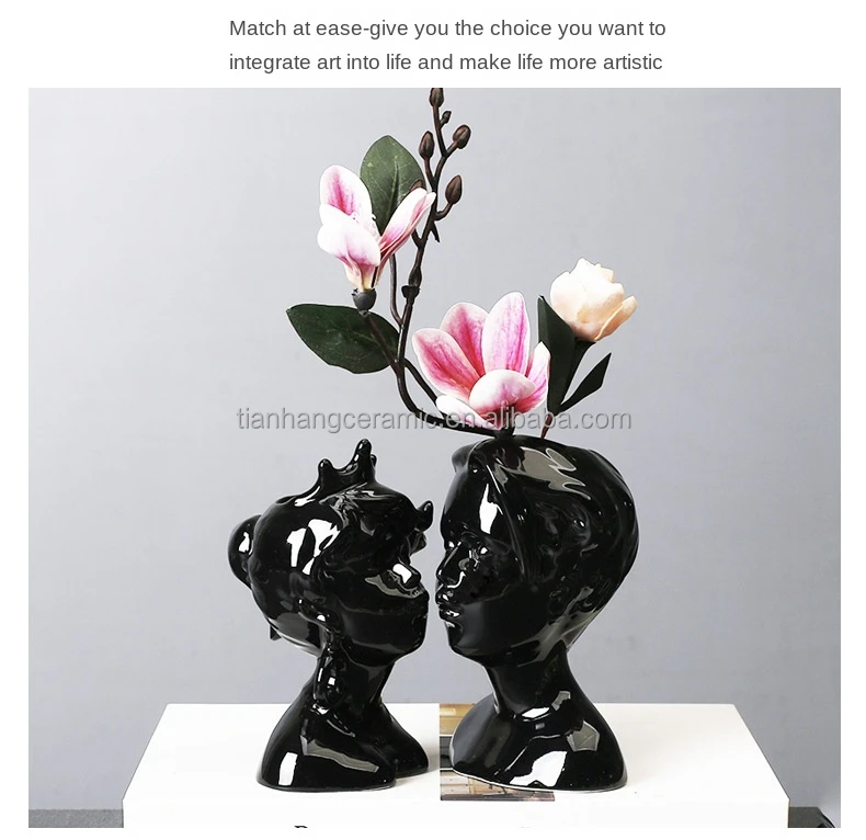 Nordic style porcelain Couples body Statue Ceramic Flower Vase for wedding Gifts Home Office Decor.jpg