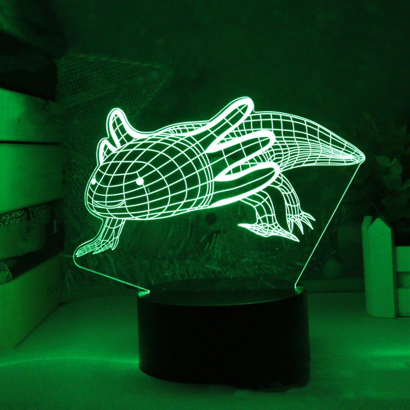 Latest Animal Axolotl Led 3d Illusion Led Night Light 3d Visual Led