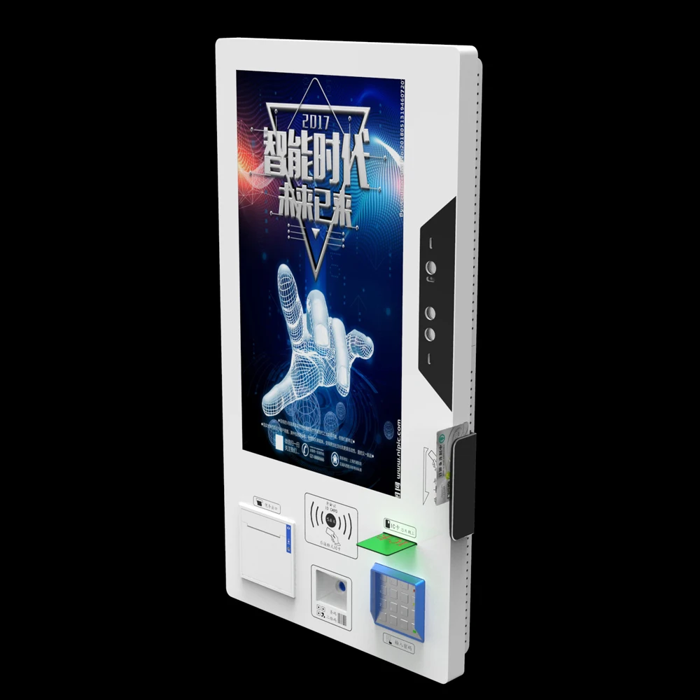 Touch Screen Kiosk Totem with Ticket Printer Barcode Credit Card Reader Functional SDK for Custom Software Development