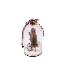 Miniature Wooden Nutcracker Snow Globe 10cm Christmas Glass Ornament for Home Hanging Xmas Tree Decoration with Box Packing