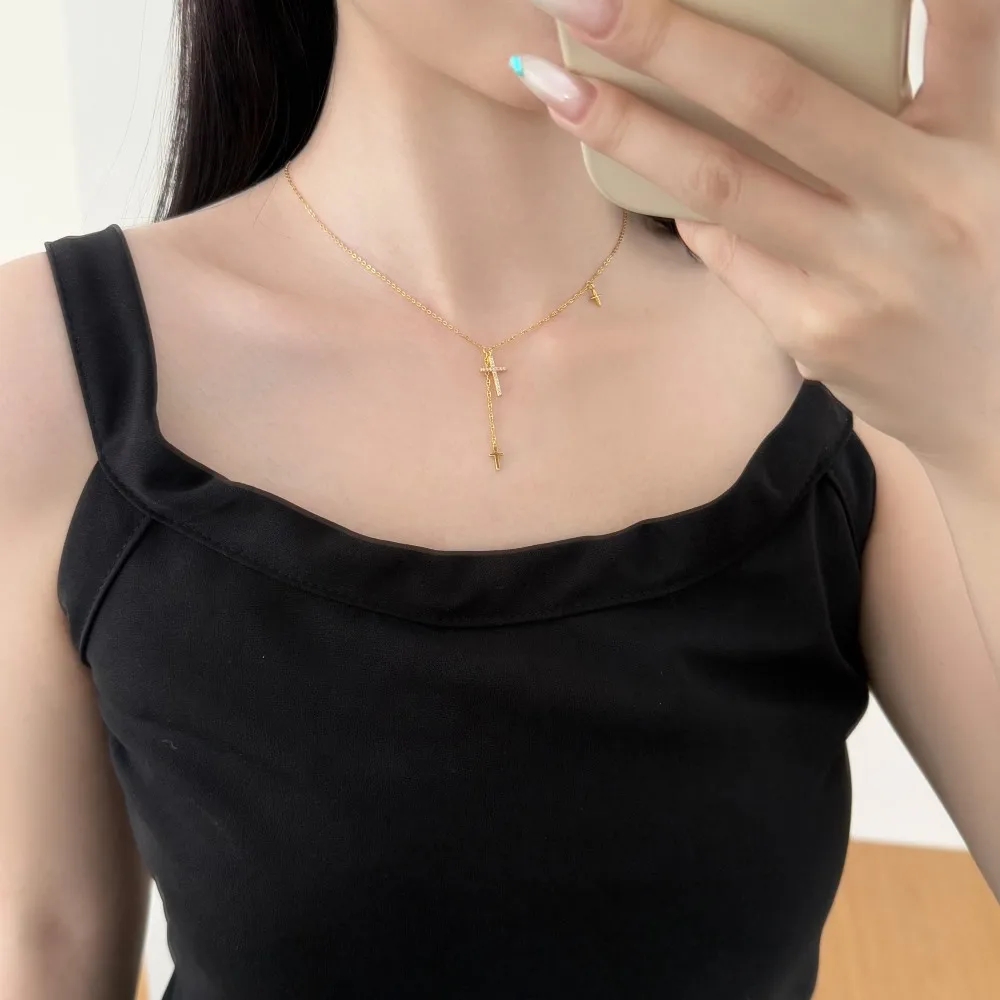 KAKODIY Fashion Boutique Jewelry 925 Sterling Silver Simple Design 5A Zirconia Chain Cross Faith Pendant Necklace for Women detail 5
