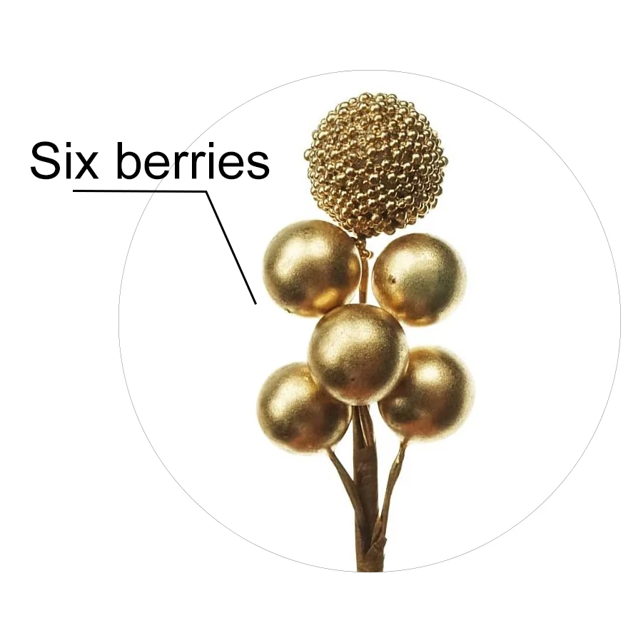 Artificial Golden Berry Picks Stems Christmas Berry Branches Floral