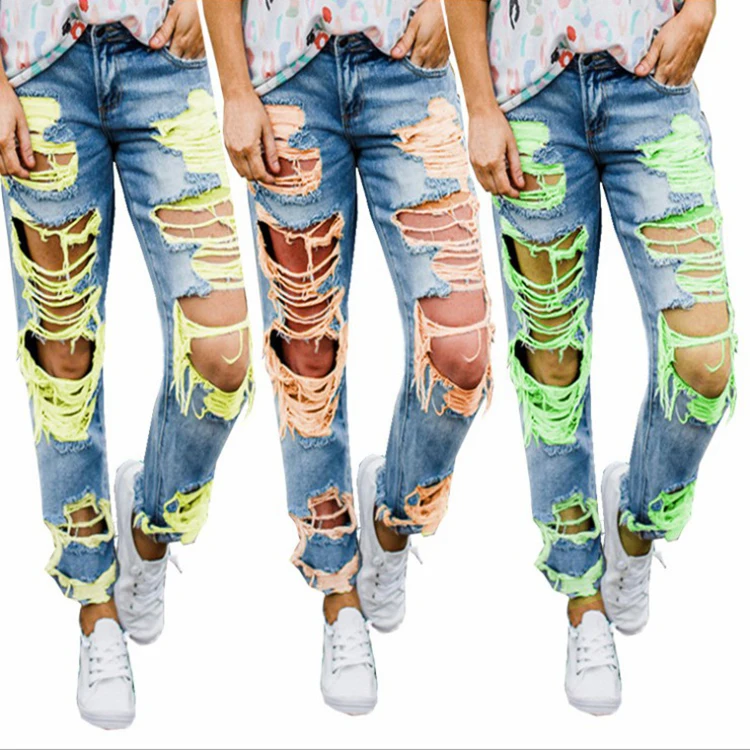 Skinny Loose Women Ripped Jeans 