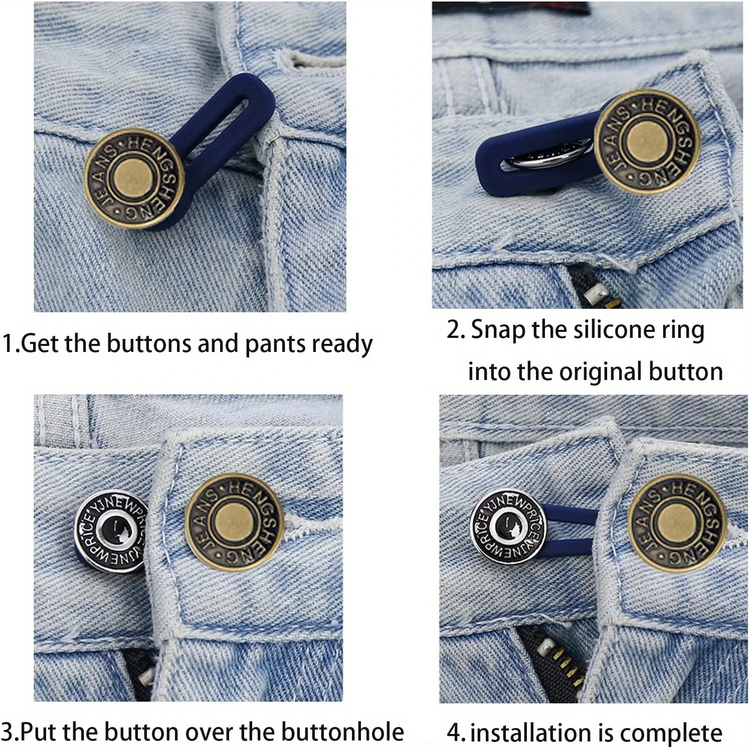 Free Sewing Buttons Adjustable Disassembly Retractable Jeans Waist Button Metal Extended Buckles Pant Waistband Expander