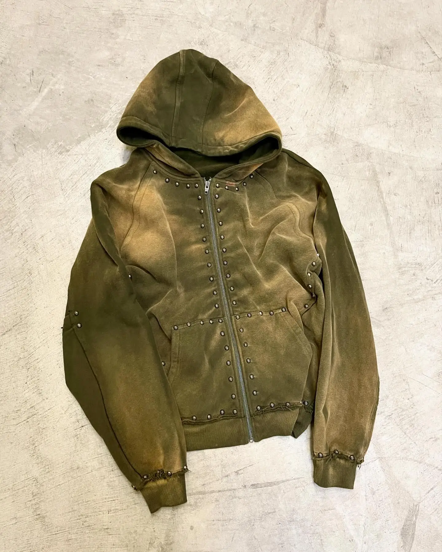 Hoddies Men Custom Distressed 500GSM Studded Heavyweight Vintage Blank Mineral Ash Garment Dye Sun Faded Acid Wash Hoodie Unisex gallery 10