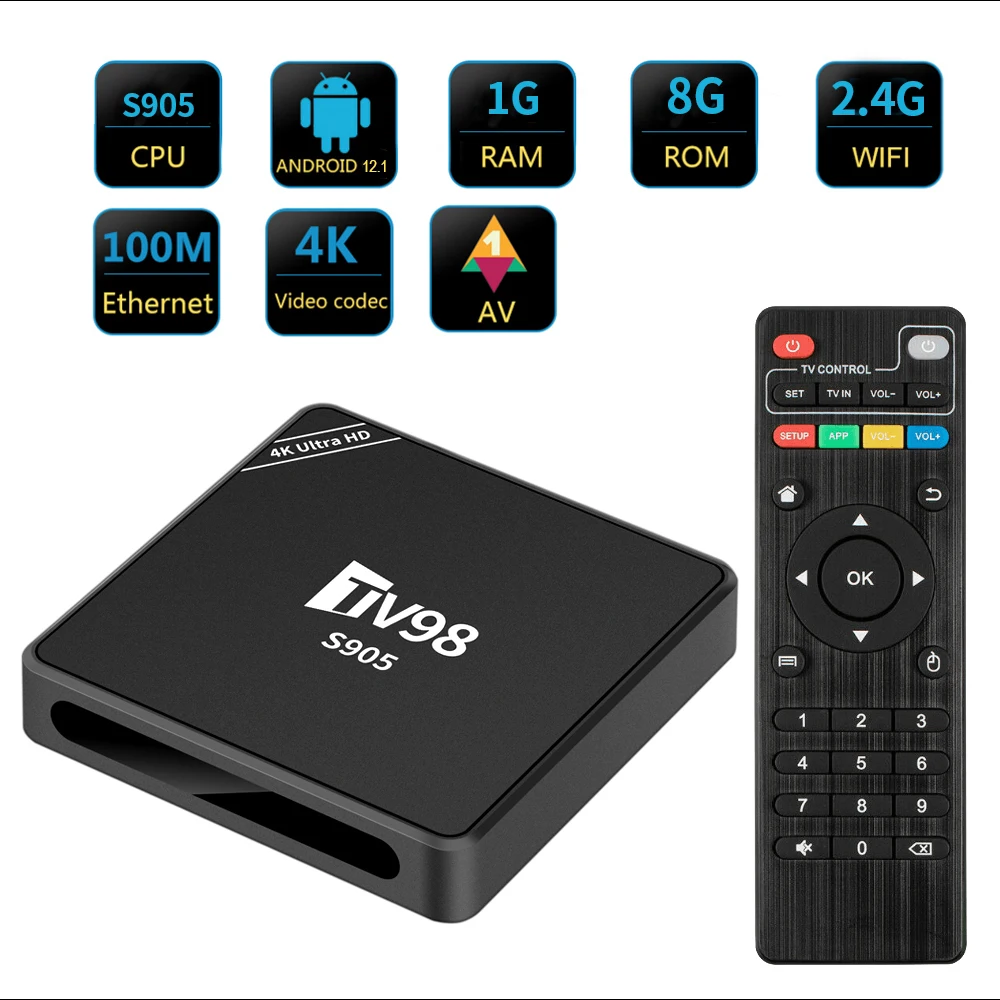 TV98 S905 Internet STB PRO SMART TV BOX 4K with Android 12