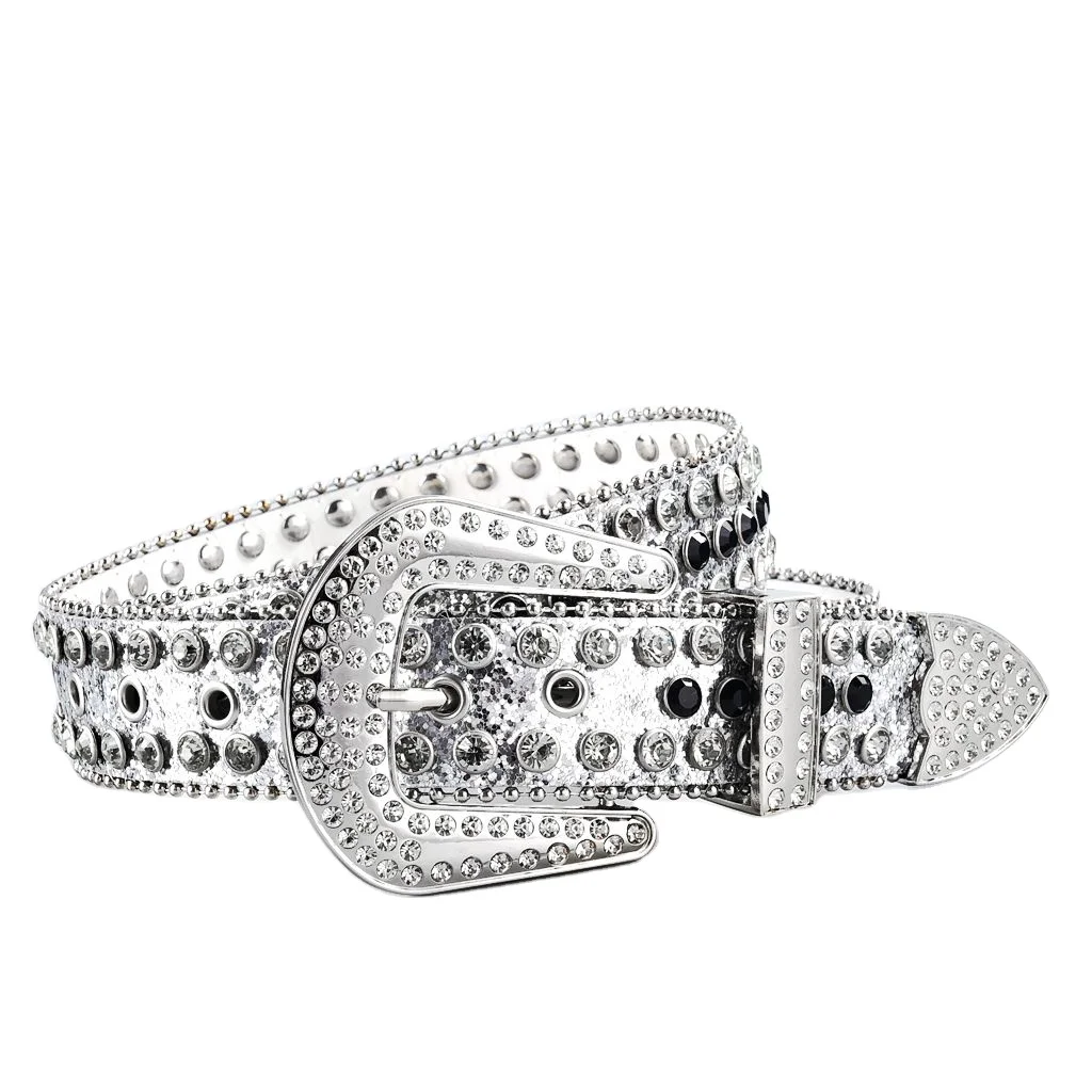 White Rhinestone White Cowboy Belt Cowboy Belts Western Rhinestone