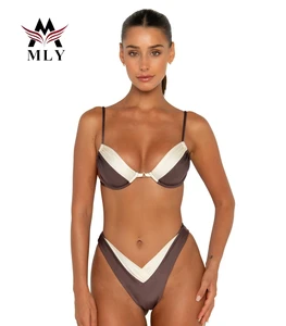 MLY Custom Swimwear Manufacturer Luxury Clashing Color Steel Ring Bikini Women's Swimwear Bikini Set