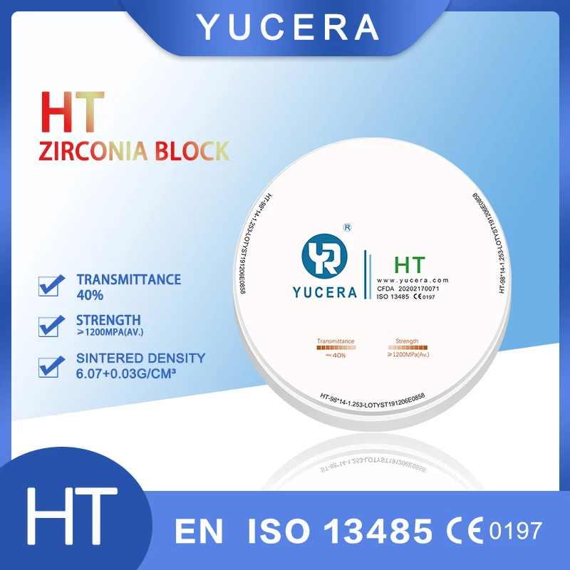 CE ISO Certificate Cad Cam Zirconia Ceramic Disk Dental Laboratorio High Translucent Zirconia Blocks for Crown