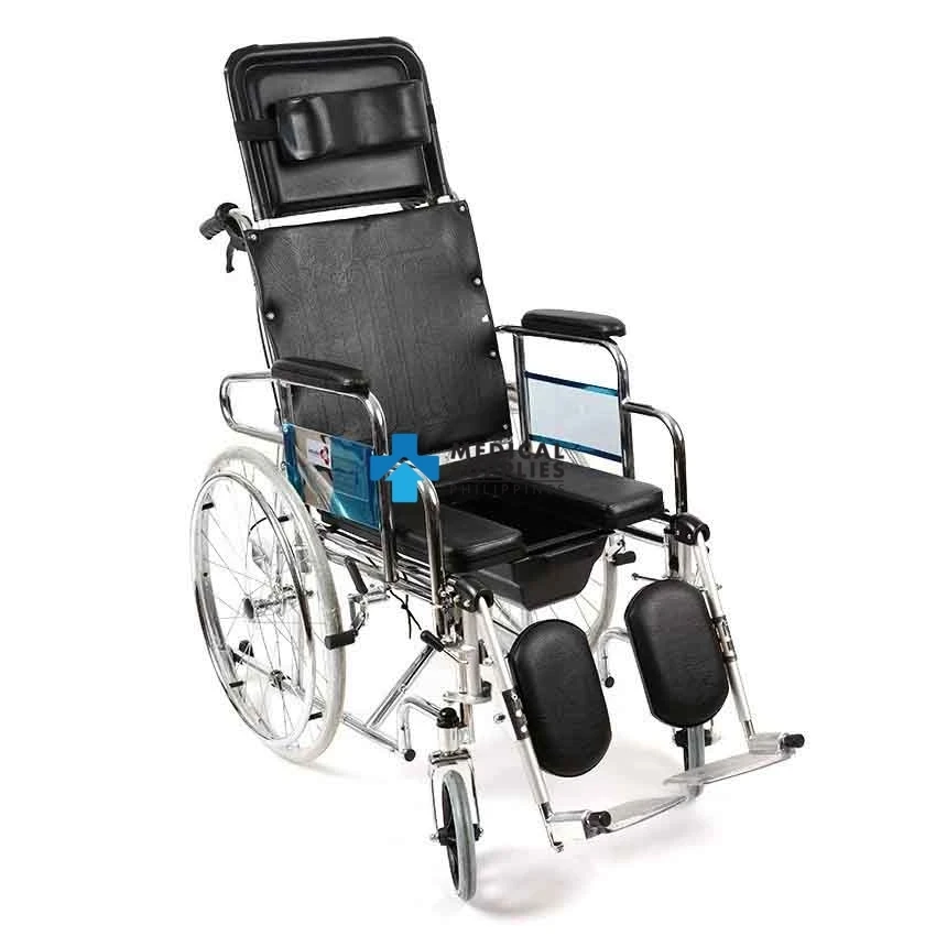 High Quality Deluxe Reclining Wheelchair with Commode Toilet