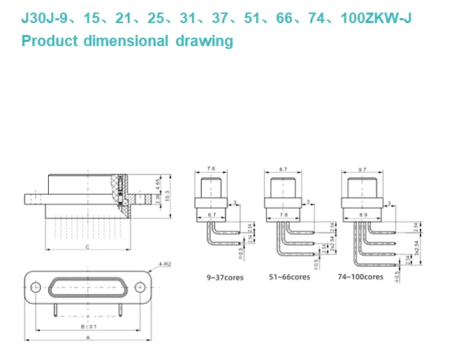J30j Series J30j15zkwj Angle Welded Printed Board 15 Pin Microd Electrical Connector Socket