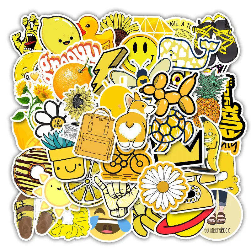 Cute Yellow Emoticon Pack Stickers Vintage Decals Car Travel Luggage Guitar  Fridge Graffiti Stickers Cute Vinyl Stickers Gifts For Girls,boys,kids  Halloween Decoracion De Pegatinas - Temu Israel