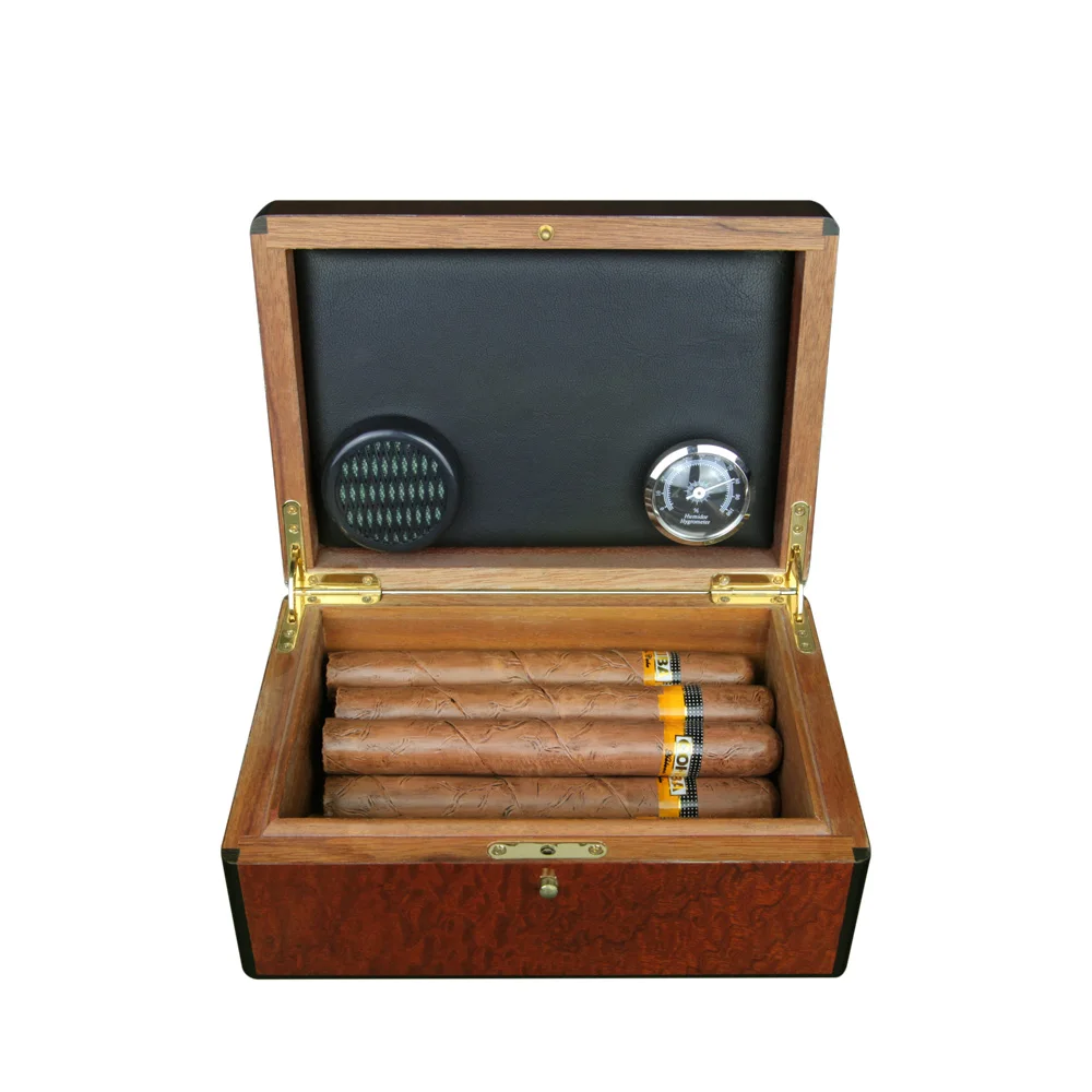 High Gloss Lacquer Finish Custom Handmade Portable Humidifier Wood Cohiba Humidor Cigar Box