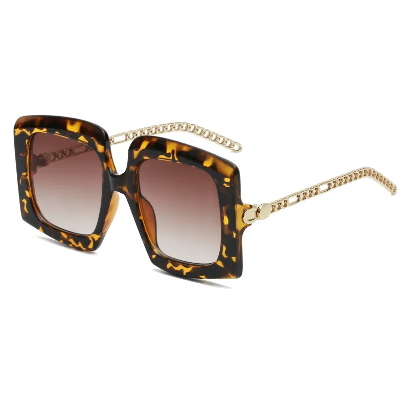 Sunglasses Oversize Square Women Fashion Gradient Glasses Leopard Frame Eyewears