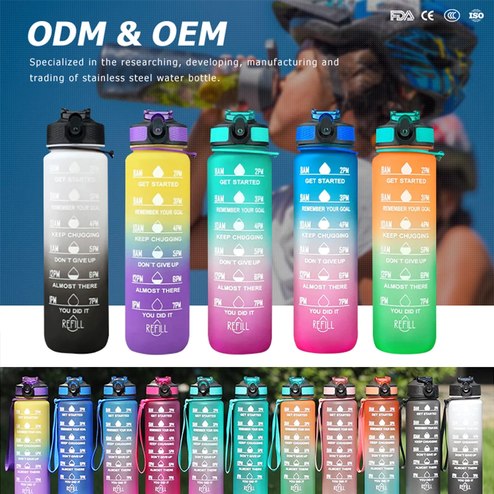 Custom Wholesale Time Marker Cheap BPA Free Fitness Tritan Gym ...