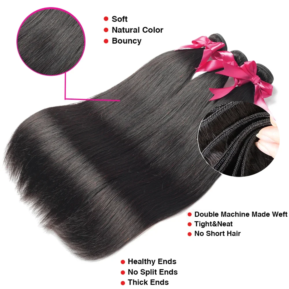 Dark Brown Peruvian Straight Human Hair Weave 3 Bundles with 4x4 Closure and Light Brown Hair Bundles with Closure_voghion.com