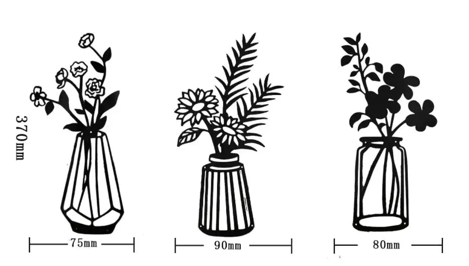 black Metal Flowers with vase