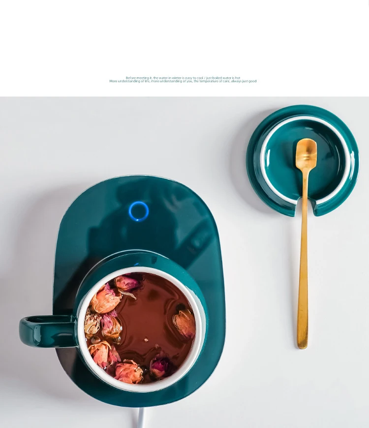 55 Degree Temperature Control Heater Electric Smart Coffee Cup Mug Warmer With Heating Coaster Ceramic Mug with Heater