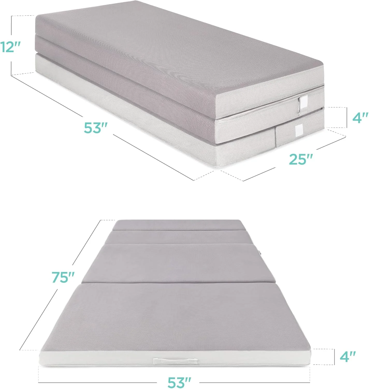 zipper removable four fold memory foam mattress cover-4