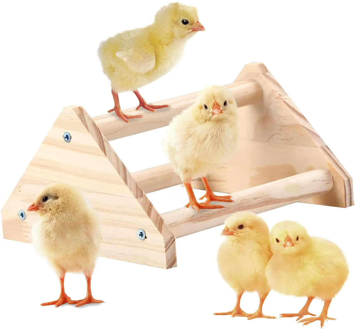 COMOPEZ Chicken Perch for Chicks Strong Wooden Jungle Gym Roosting Bar with Holes Chicken Swing Chick Coop Toy for Large Bird Baby Chicks Birds Parrot Standing Training 