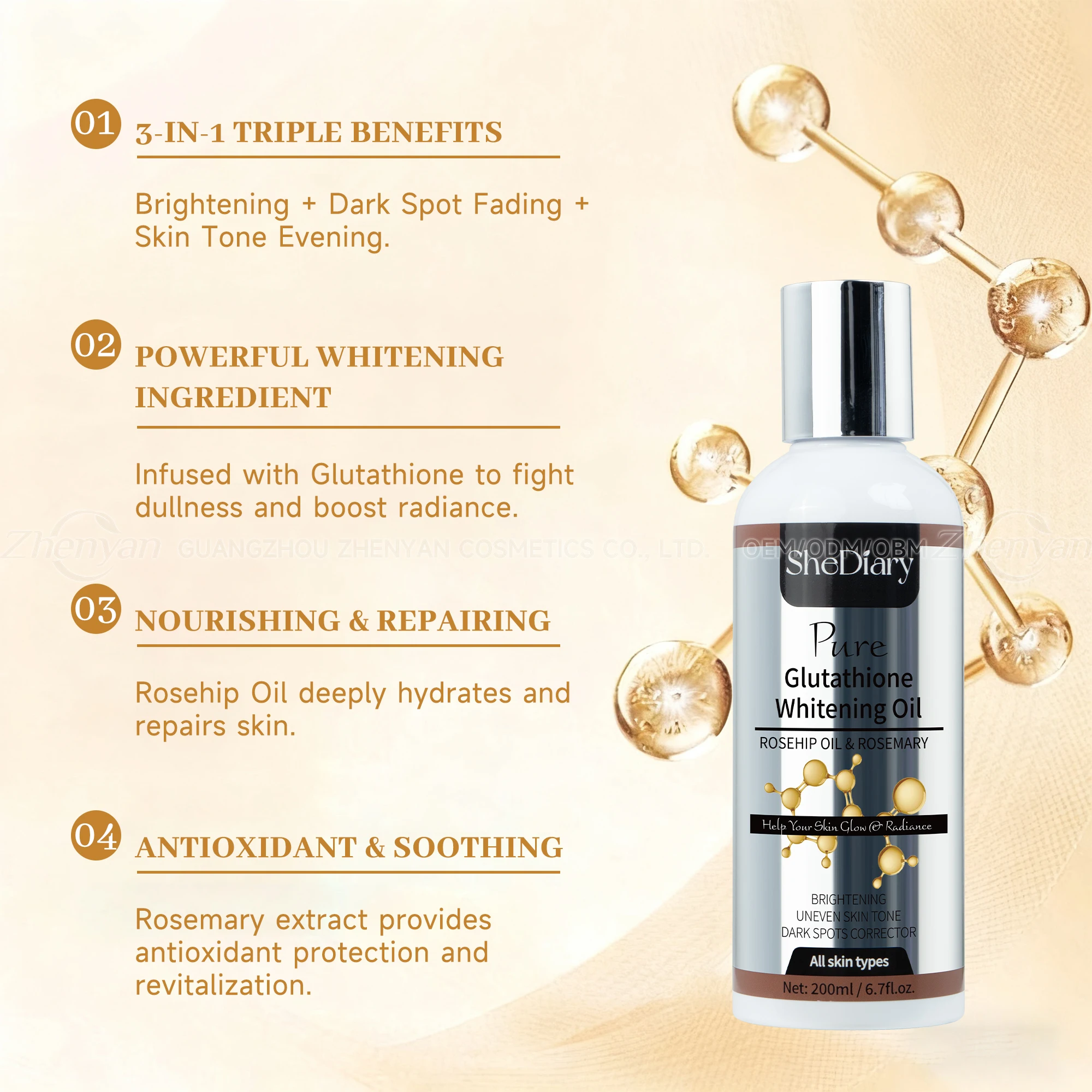 glutathione whitening oil SK Duchess Glow, Luminous Glow Body L-Glutathion 7Days Skin Oil Super L-Glutathione Beauty Therapy Oil