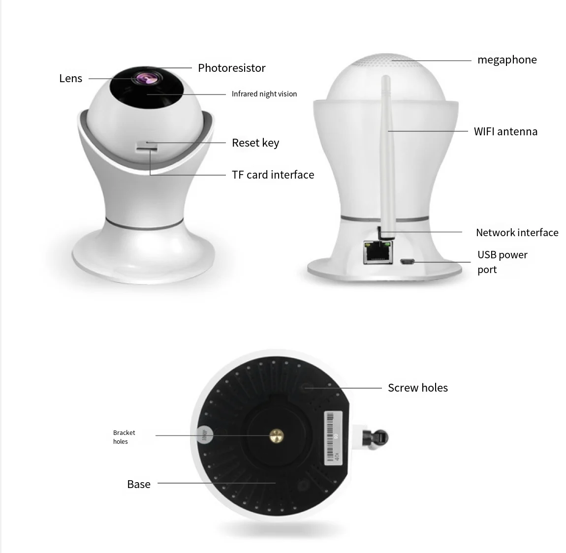 Home Security 2MP 360 Degree Camera Rotatable Lens Ip Camera White H.265 Tapo 2k (3mp) Indoor Wifi Surveillance Camera 3 CMOS