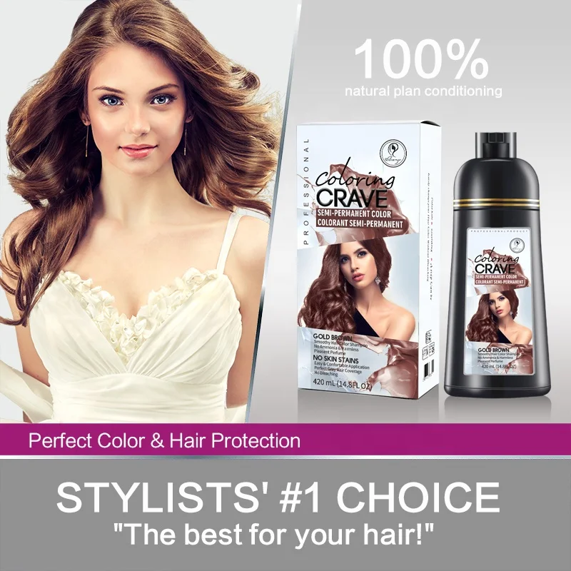 OEM ODM 3 in 1 Instant 500ml Bottle Japanese White Hair Black Color Cream Dark Brown Hair Dye Shampoo
