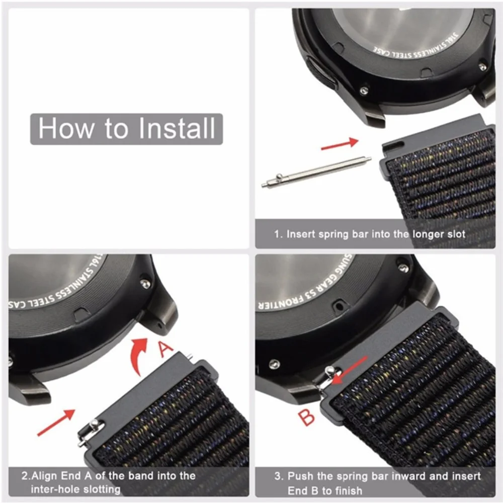 Ремешок нейлоновый для Samsung Galaxy Watch 4 Gear S3 44 мм 46 мм, плетеный спортивный браслет для наручных часов, 20 мм 22 мм