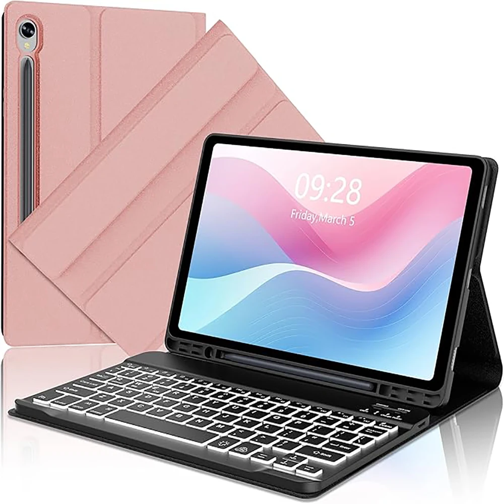 Laudtec Customizable Ultra-Thin Keyboard Tablet Case For Samsung Galaxy Tab S9 FE With Built-In S Pen Holder