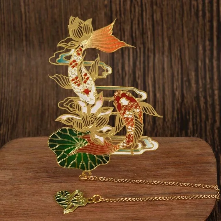 Custom Chinoiserie Bookmark Metal Chain Book Marks Dragon Phoenix Deer Bookmark