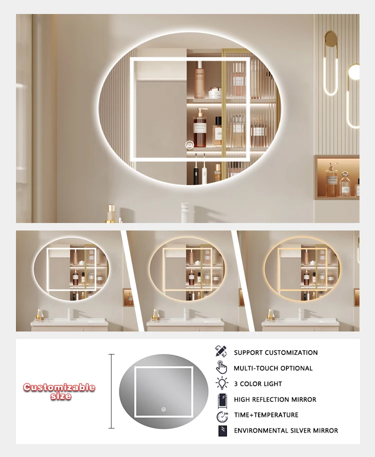 product modern vanity bathroom cabinets led mirror waterproof furniture luxurious wall mount mirror espejo con luz led-4