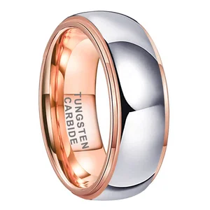 Coolstyle Jewelry Wholesale 8mm Two Tone Rose Gold Tungsten Ring for Men Women Dropshipping Fashion Engagement Wedding Band