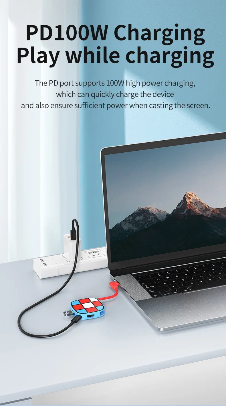 Switch 2 USB Hub HDTV 4k60hz Pd 100w Type c Docking Station for NS Switch 2 3 in 1 USB C HUB