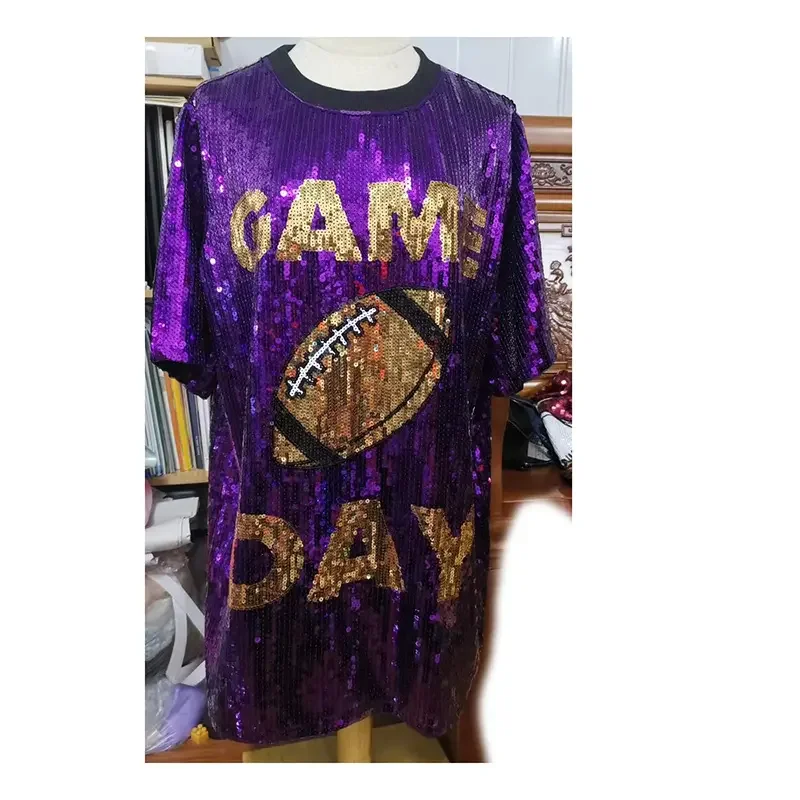 New Arrival Custom Football GAME DAY Sequined Jersey Sequins Dress Bling  Evening Party Dress Wholesale