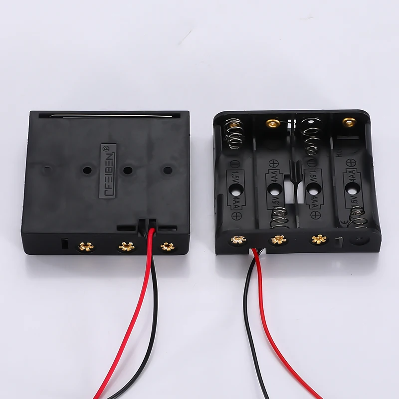 1.5v 4aa High Quality Battery Holder With Wires 4cell Black Color