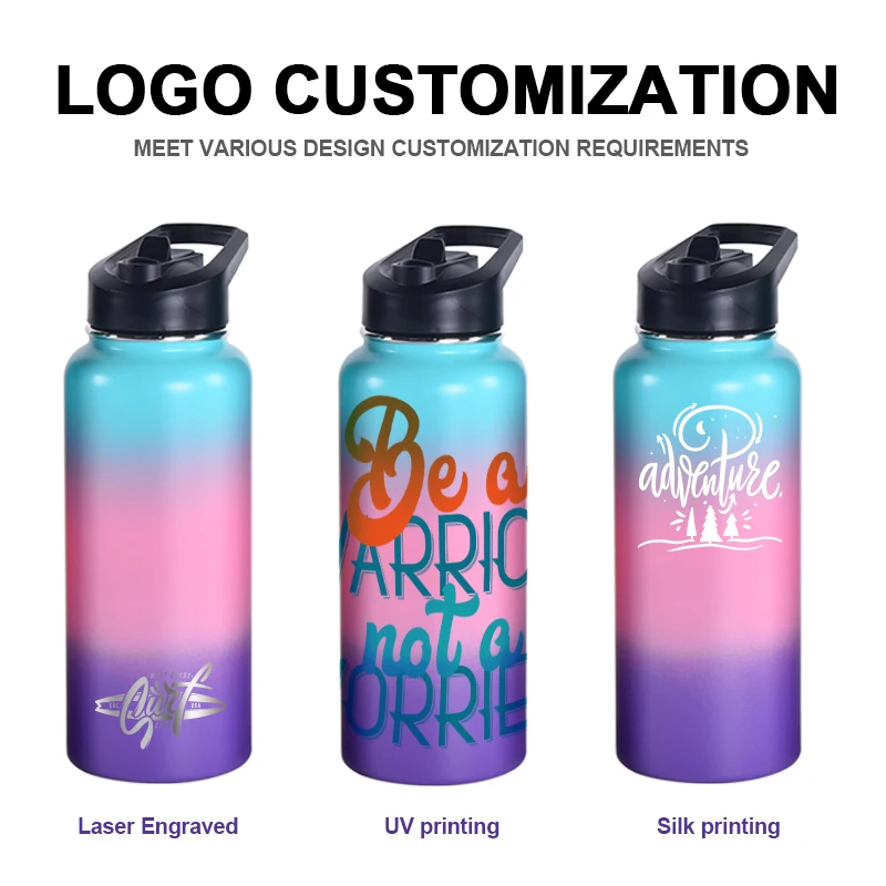 Branded Hot and Cold Function Drink Mug Stainless Steel Thermal Tumbler Double Walled 18Oz Rainbow Skinny Water Bottle With Lid