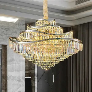 JACKSUN Luxury Ceiling Chandelier Round Indoor Black Gold LED Home Modern Crystal Chandeliers Pendant Lights