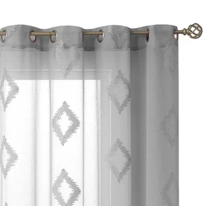 Light Gray Luxury Beauty Printed Embroidery Window Fabric Sheer Curtain for Bedroom Living Room